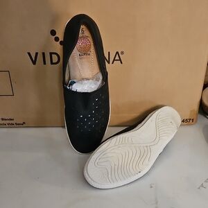 Earth Spirit Black Perforated Slip-On Shoes